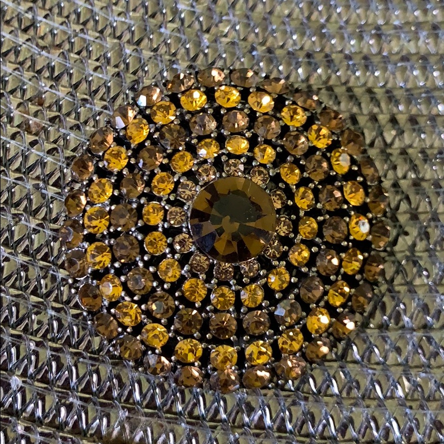 Weiss Vintage 2 CitrineBrown Rhinestone Pin 50$